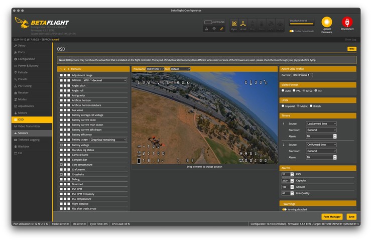 Betaflight OSD page