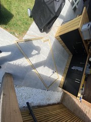 Side rain guard frame, 50x50mm timber , following the profile of the roof