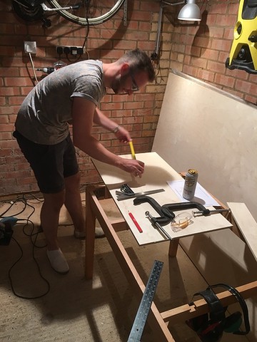 We used a table frame as a cutting table
