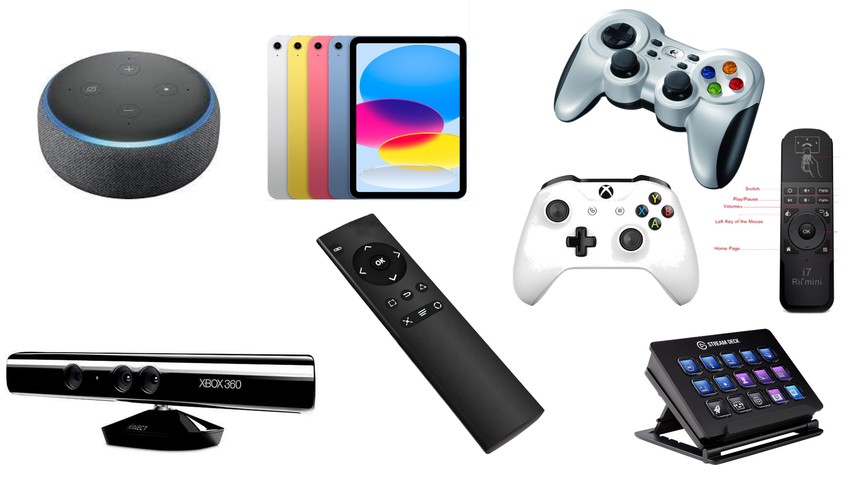 Various interface devices considered -- I developed a prototype with the bluetooth media remote and the Xbox remote