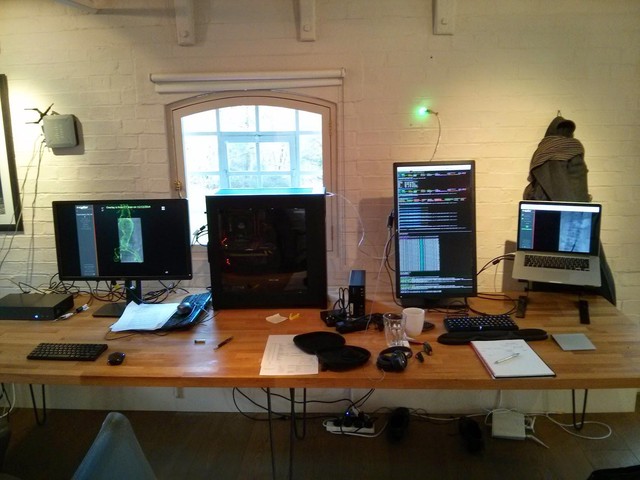 The grid computing system making the first few registrations. That green light showed our CI status; it used to make the whole mill glow at night!