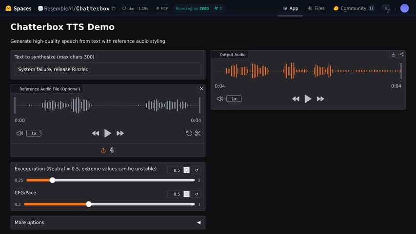 Trying chatterbox using the demo
