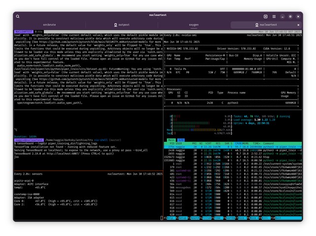 Hot GPU due to 37c ambient. All terminal screenshots have to include htop, it's the law!